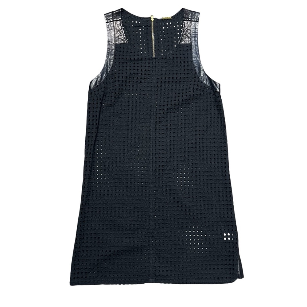Rebecca Minkoff Peggy Leather Trim Dress Sleeveless Zipper Cotton Eyelet Mini 6